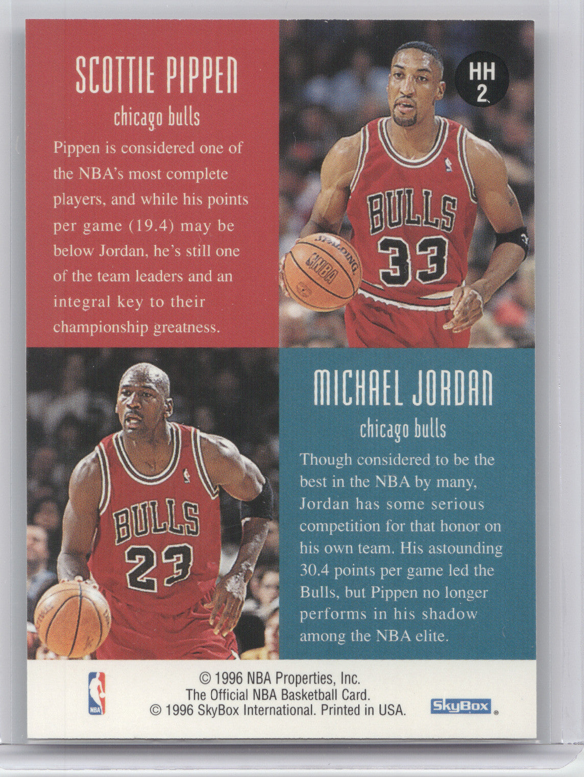 1996 NBA Hoops Head2Head Michael Jordan Scottie Pippen #HH2