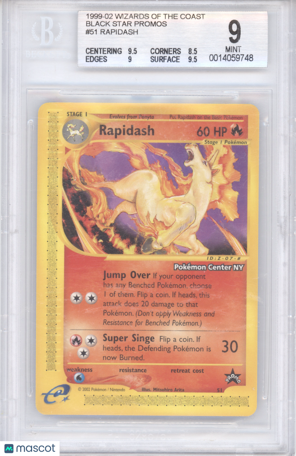 2002 Wizards of the Coast Rapidash Black Star Promo BGS 9 #51