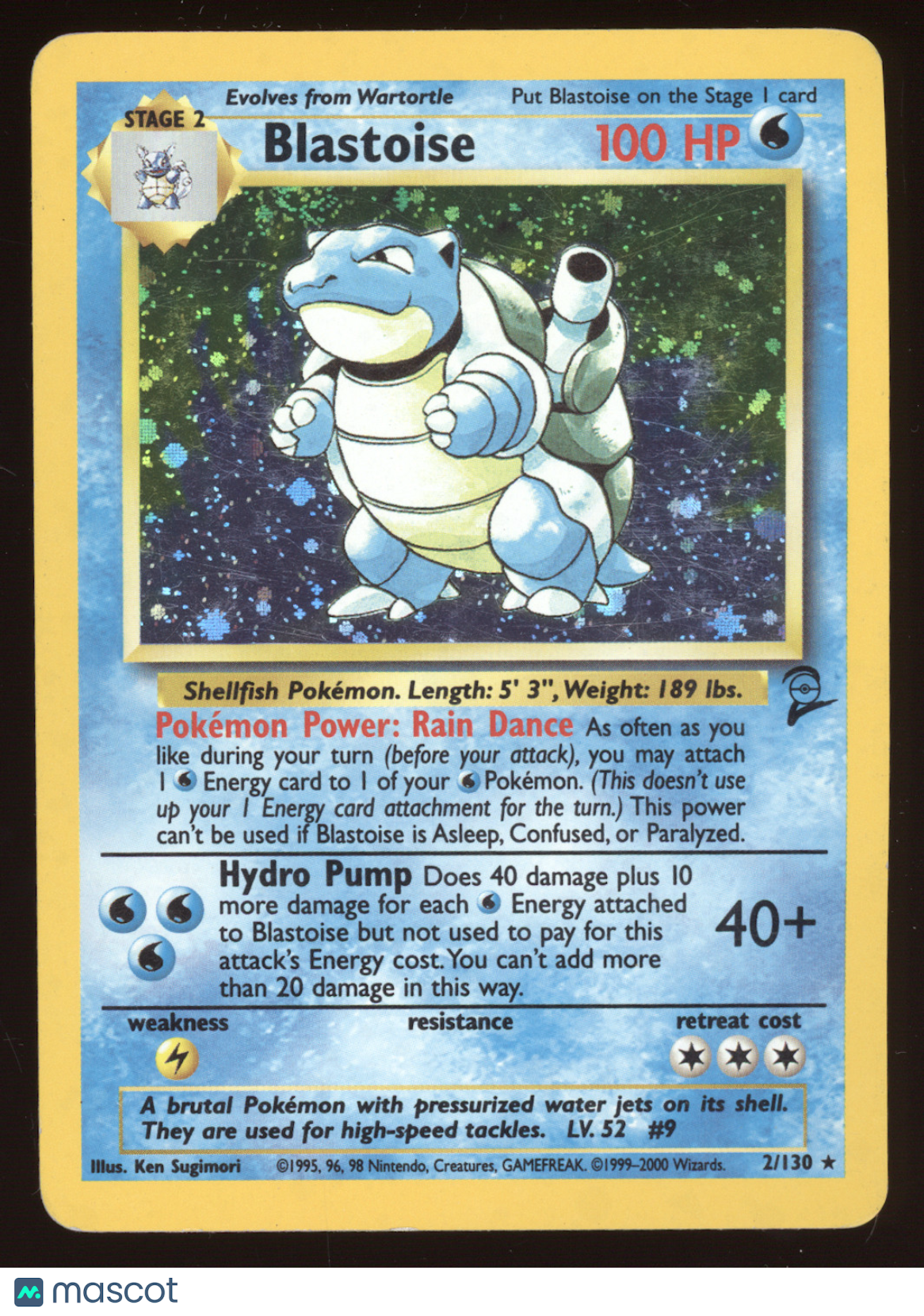 2000 Base Set 2 Blastoise Holo Rare #2/130
