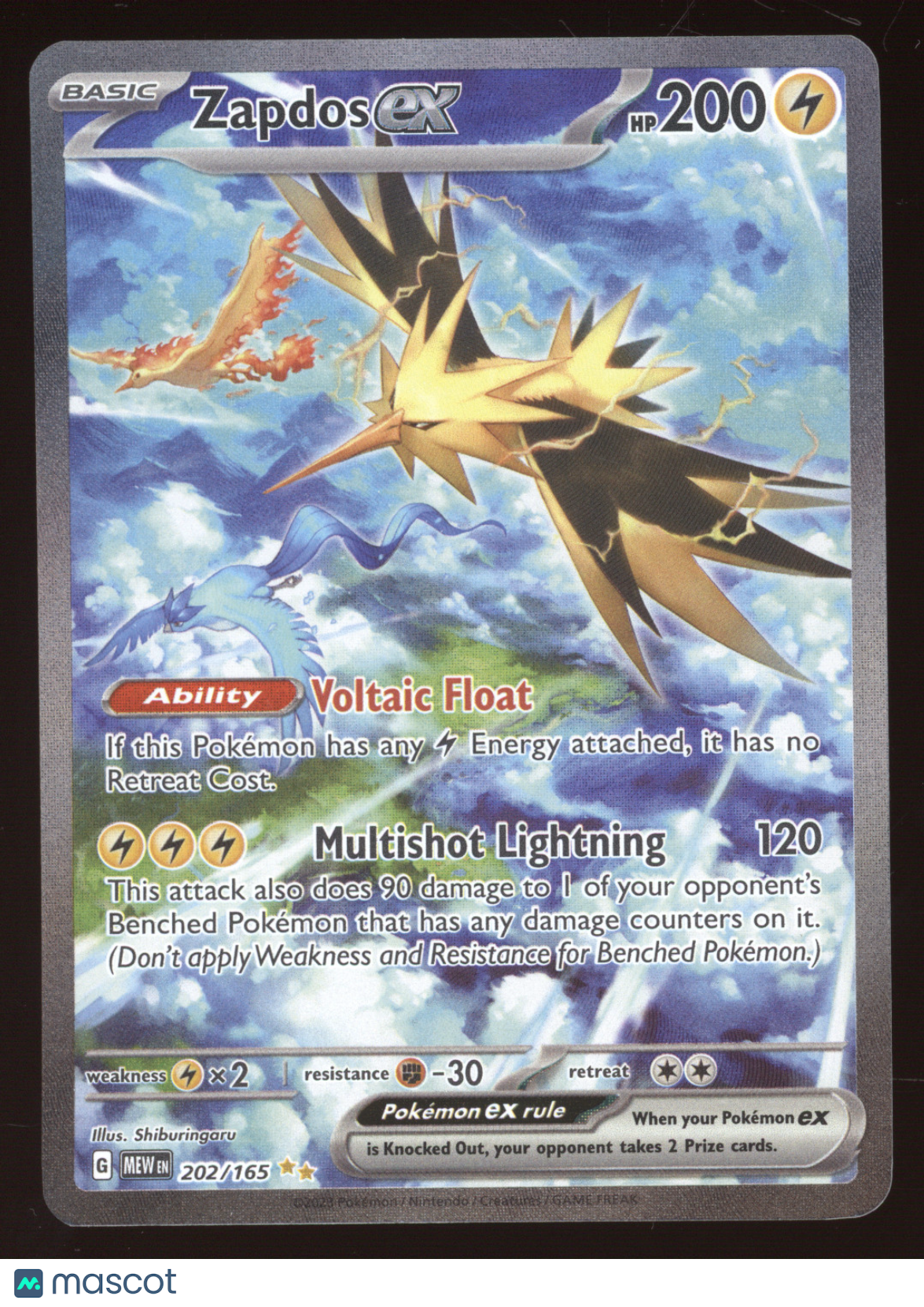 2023 Scarlet & Violet 151 Zapdos ex Secret Rare #202/165