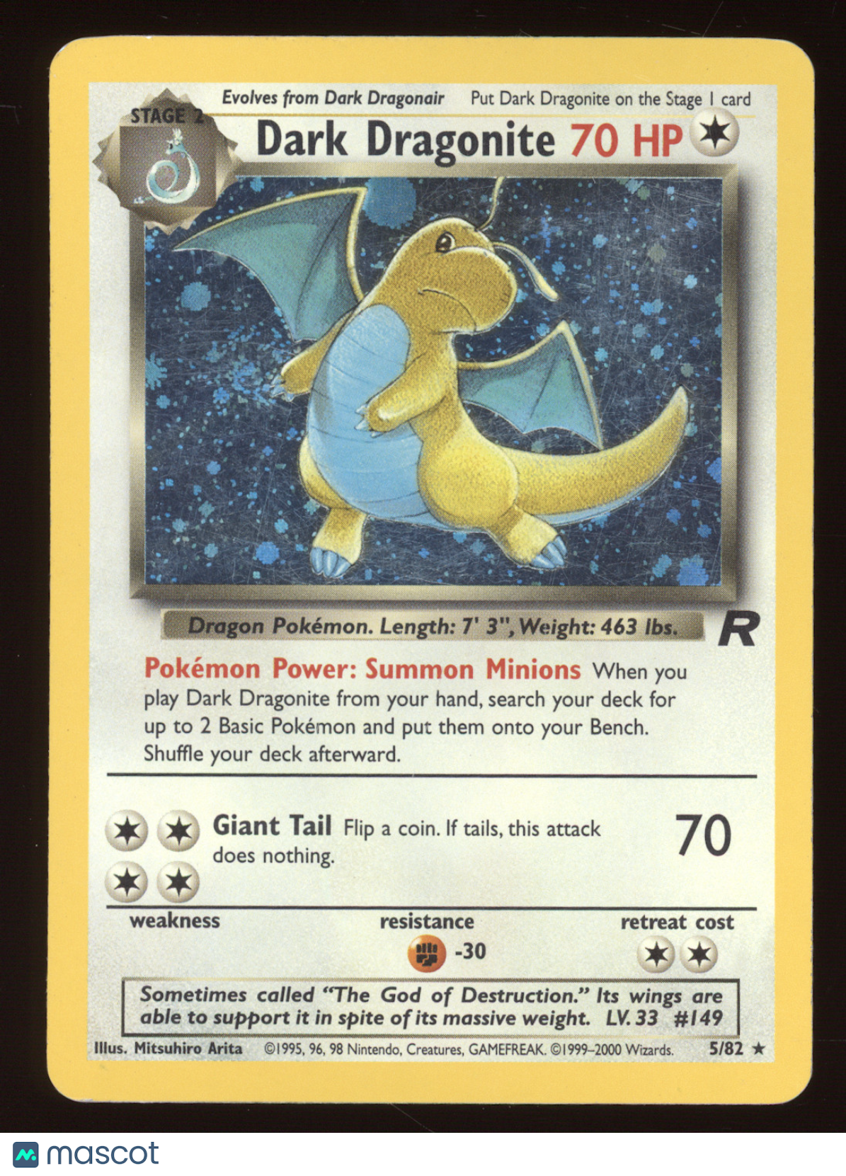 2000 Team Rocket Dark Dragonite Holo Rare #5/82