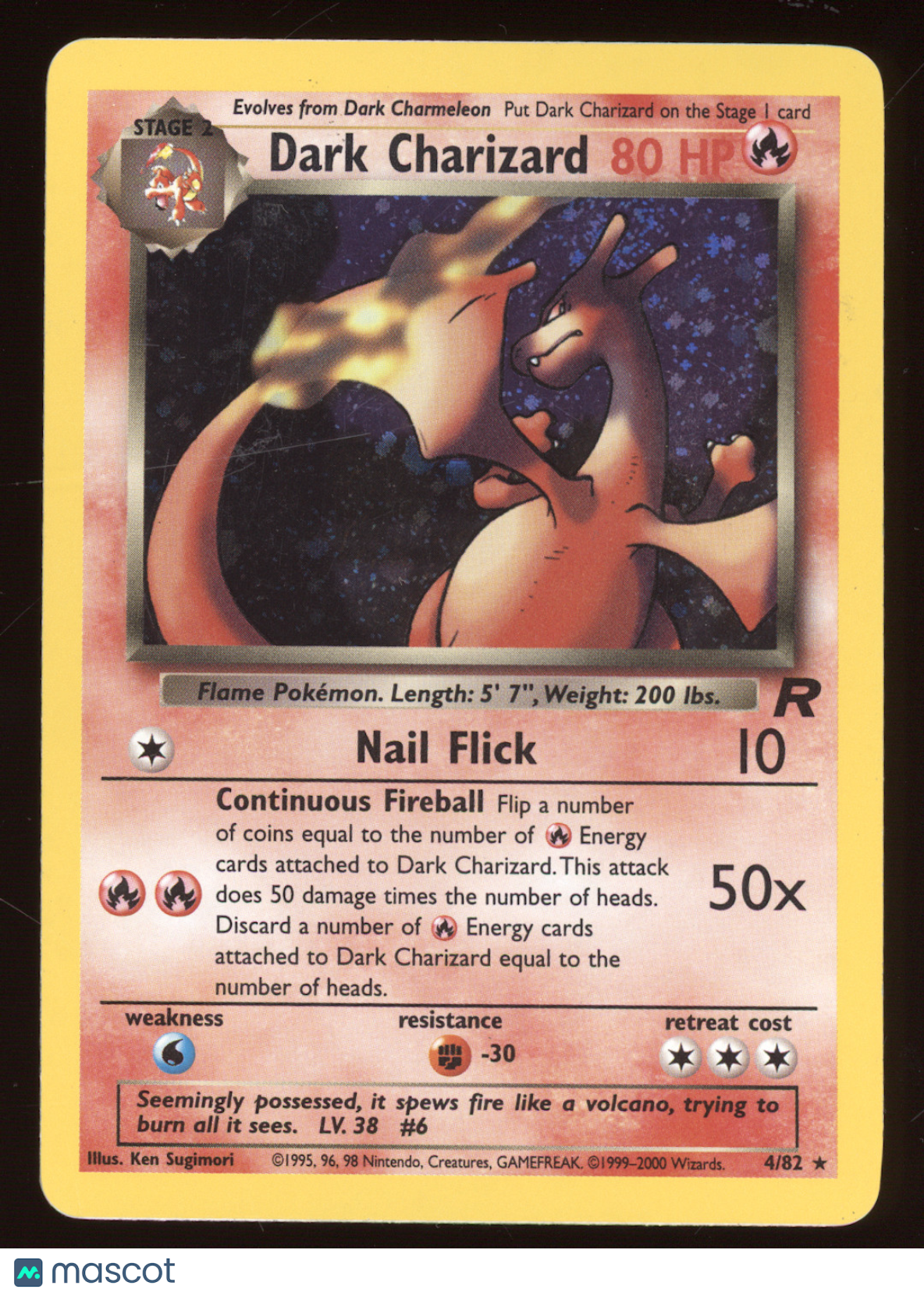 2000 Team Rocket Dark Charizard Holo Rare #4/82