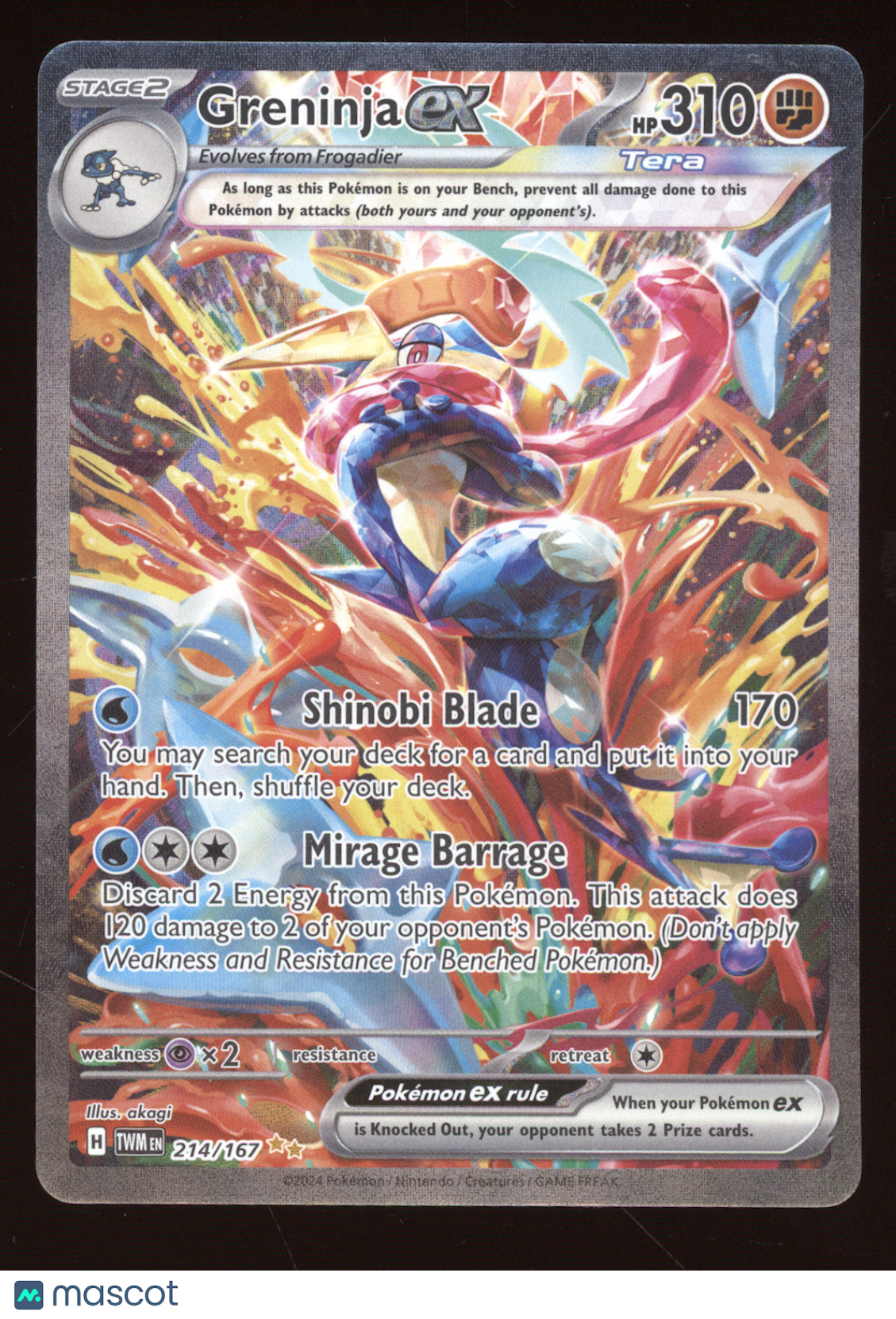 2024 Twilight Masquerade Greninja ex Secret Rare #214/167
