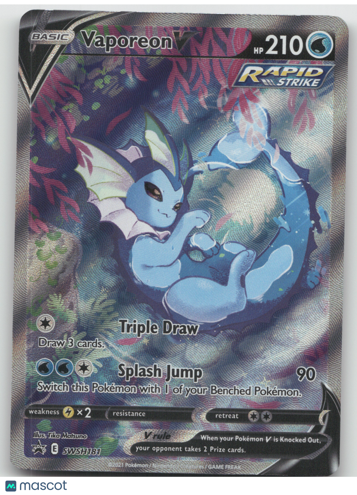 2021 Sword & Shield Vaporeon V Black Star Promo #SWSH181