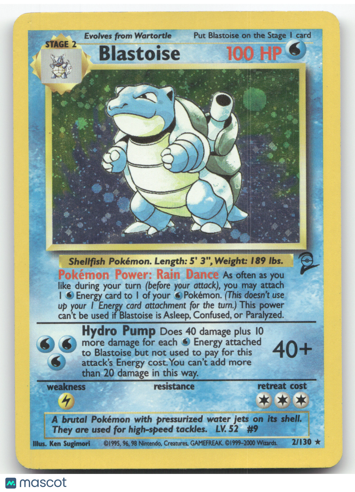 2000 Base Set 2 Blastoise Holo Rare #2/130