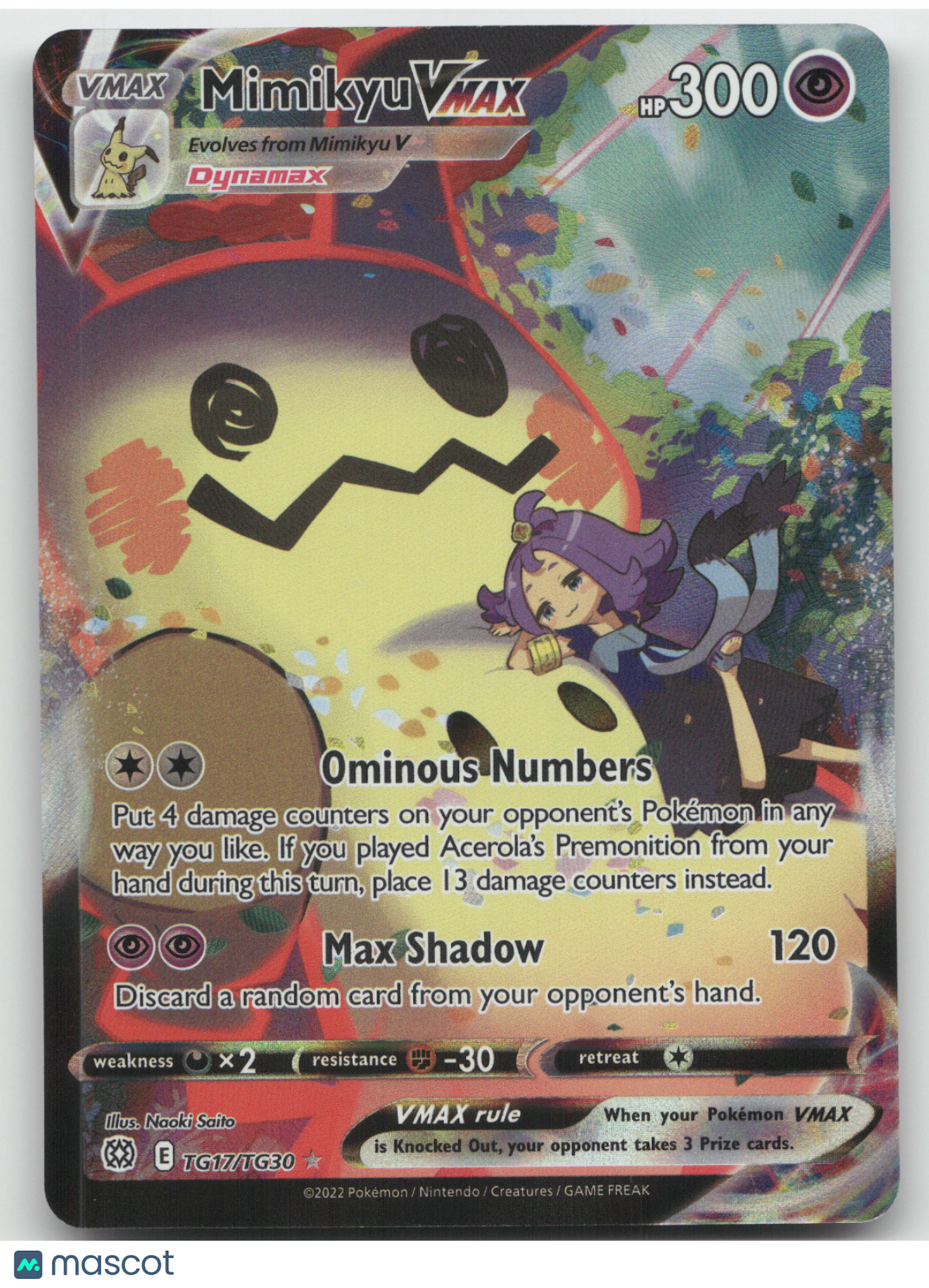 2022 Brilliant Stars Mimikyu VMAX Holo Rare #TG17/TG30