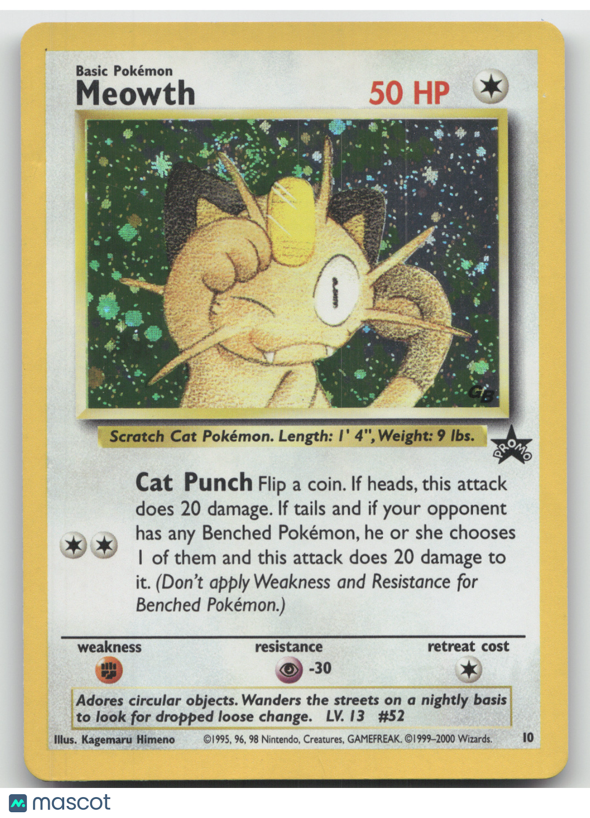 2000 Wizards Meowth Black Star Promo #10