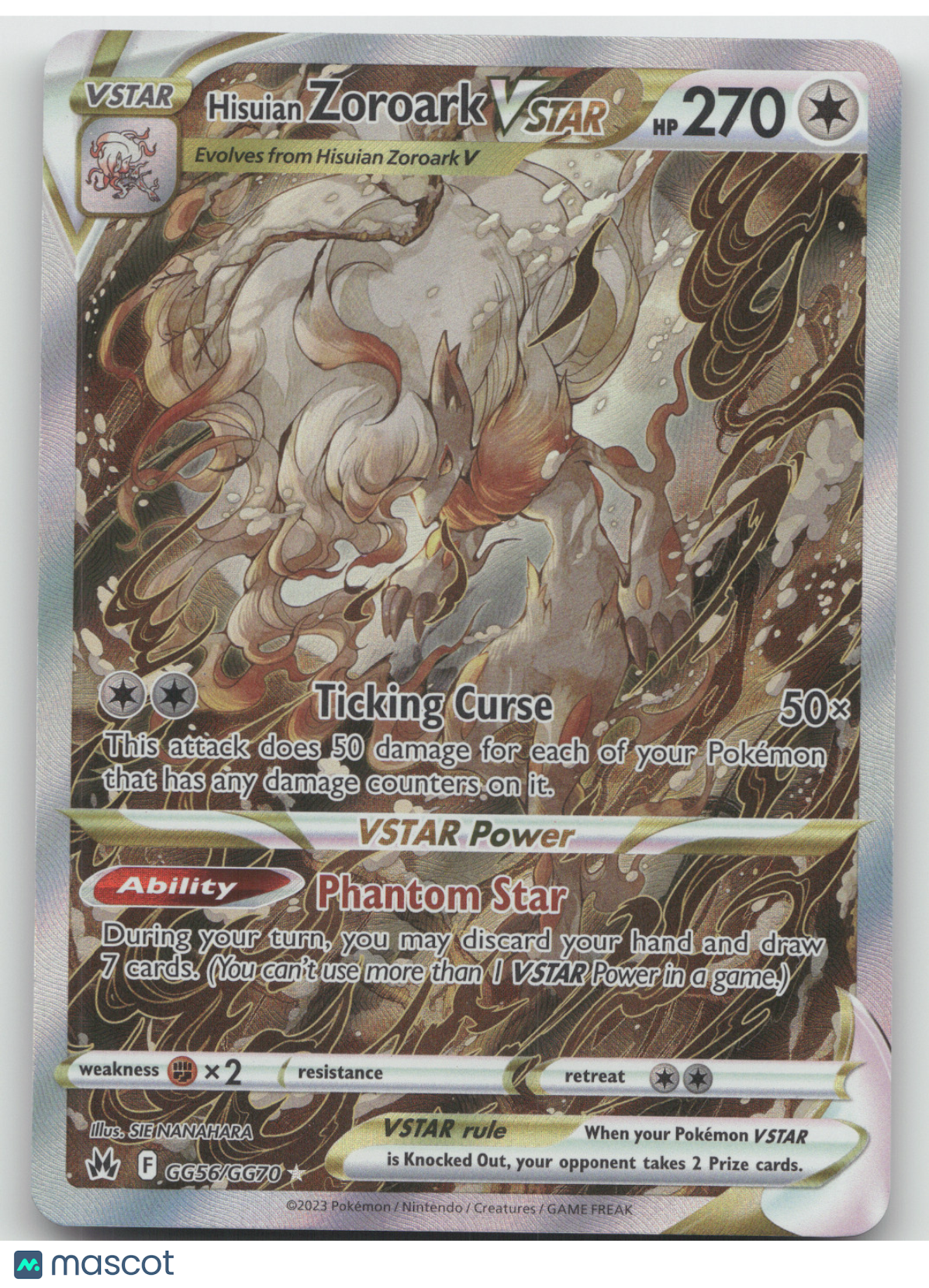 2023 Crown Zenith Hisuian Zoroark VSTAR Holo Rare #GG56/GG70