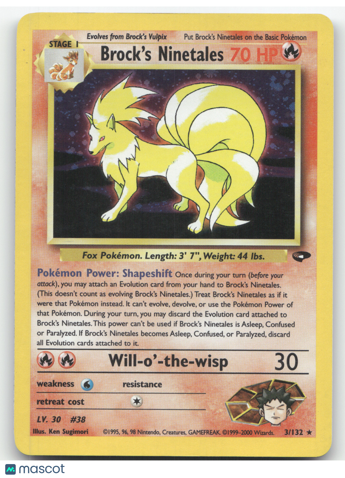 2000 Gym Challenge Brock's Ninetales Holo Rare #3/132