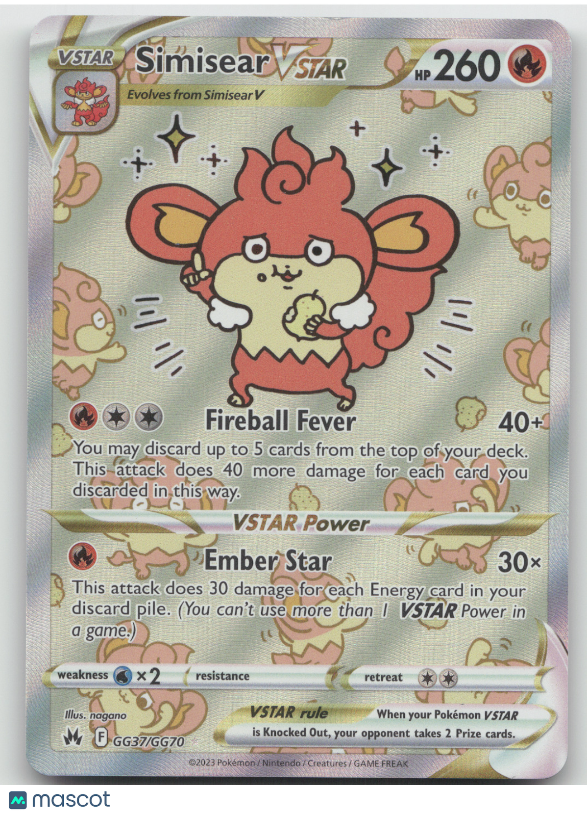 2023 Crown Zenith Simisear VSTAR Holo Rare #GG37/GG70