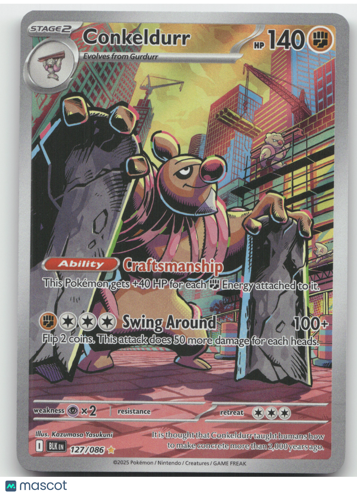 2025 Black Bolt Conkeldurr Secret Rare #127/086
