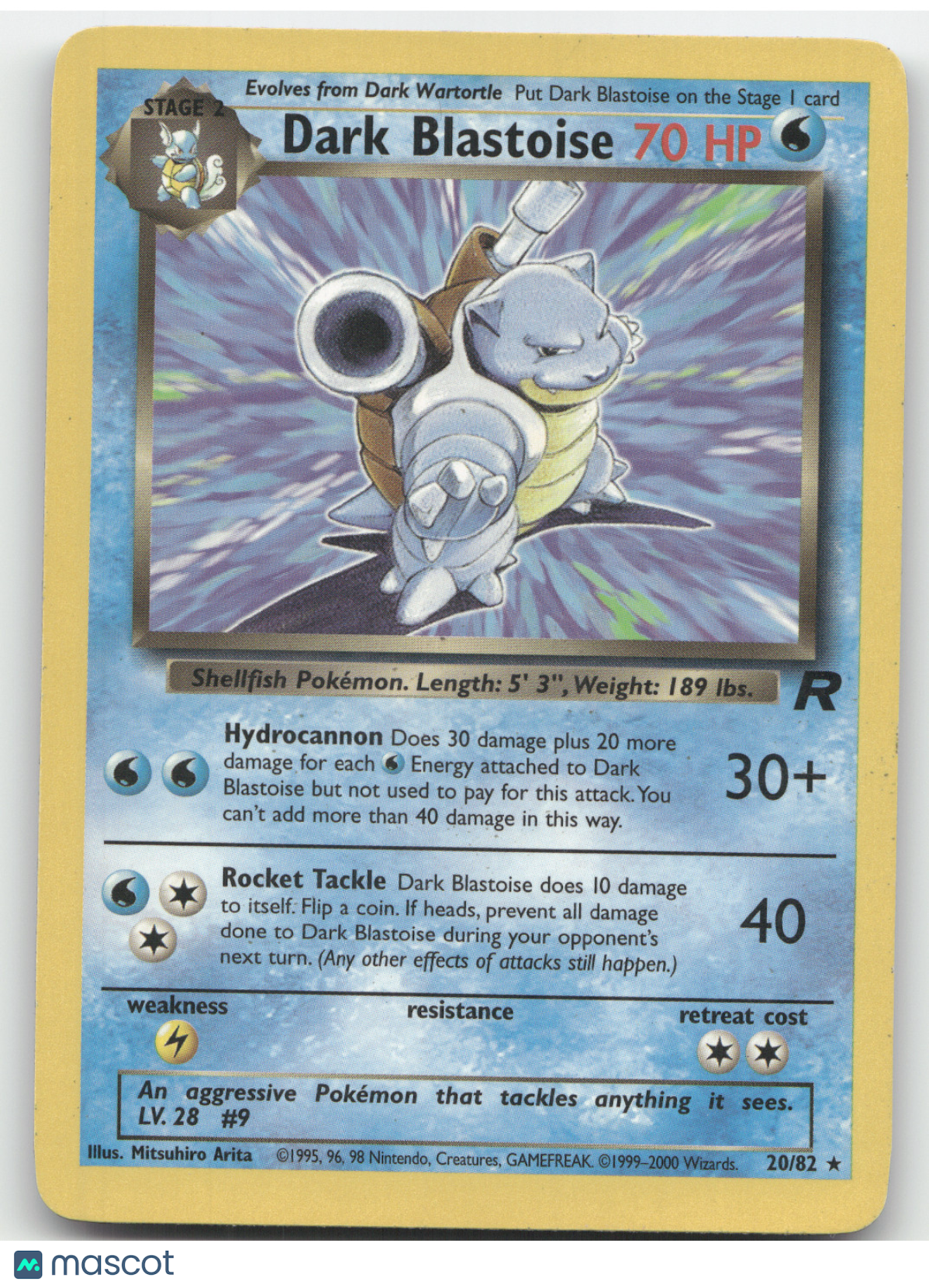 2000 Team Rocket Dark Blastoise Rare #20/82