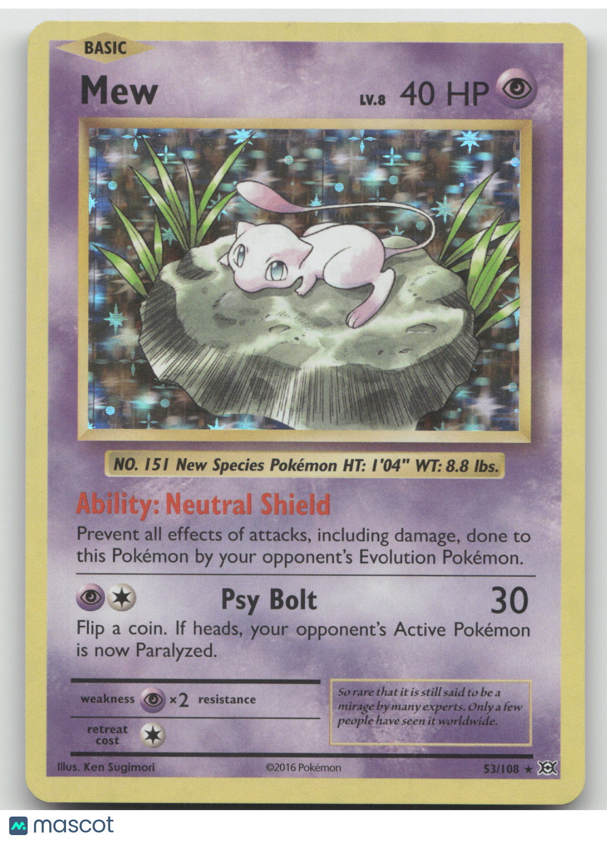 2016 Evolutions Mew Holo Rare #53/108