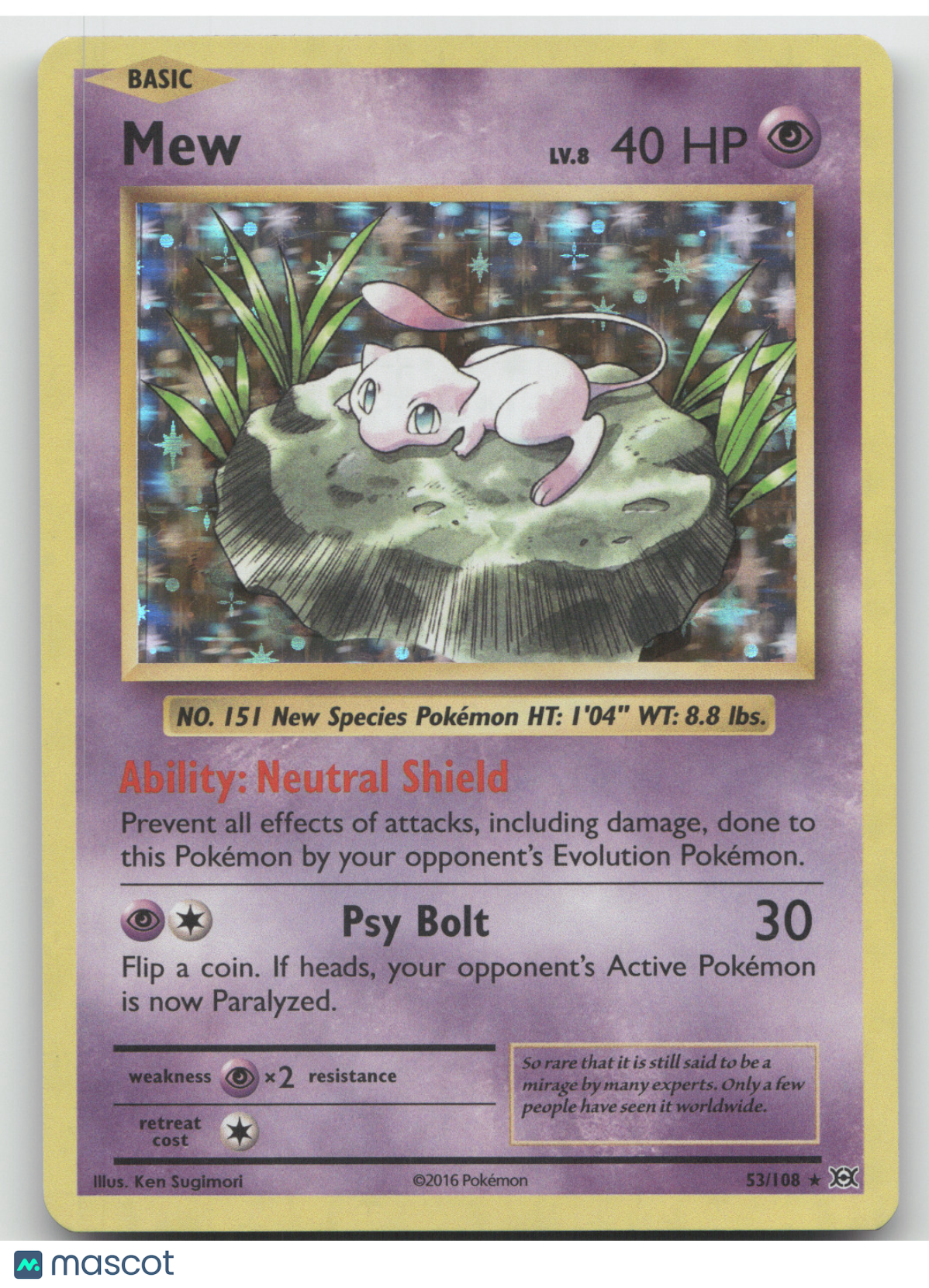 2016 Evolutions Mew Holo Rare #53/108
