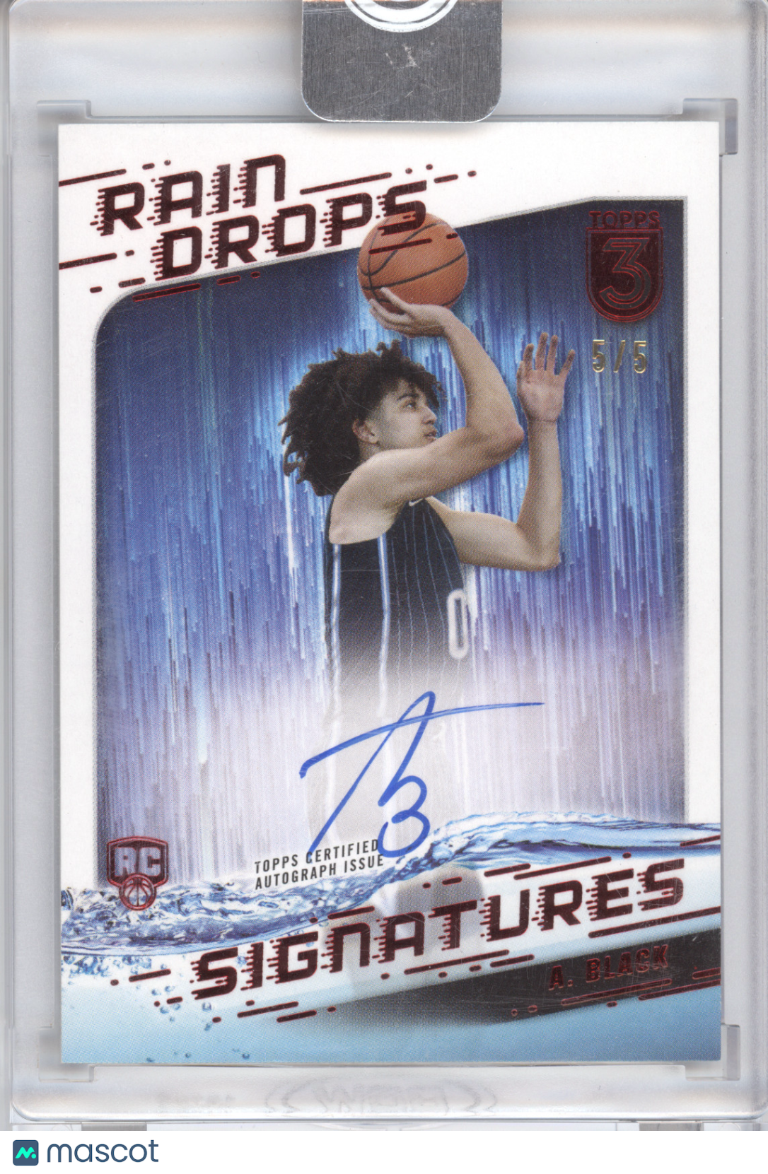 2024 Topps 3 Raindrops Signatures Anthony Black #RS-AB Red RC 5/5