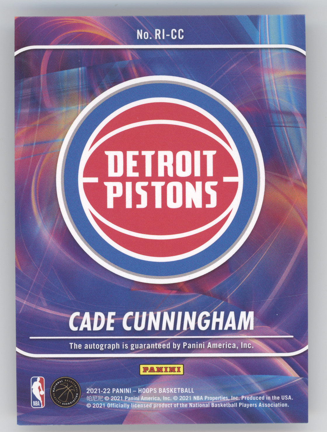 2021 Panini Hoops Rookie Ink Cade Cunningham #RI-CC RC