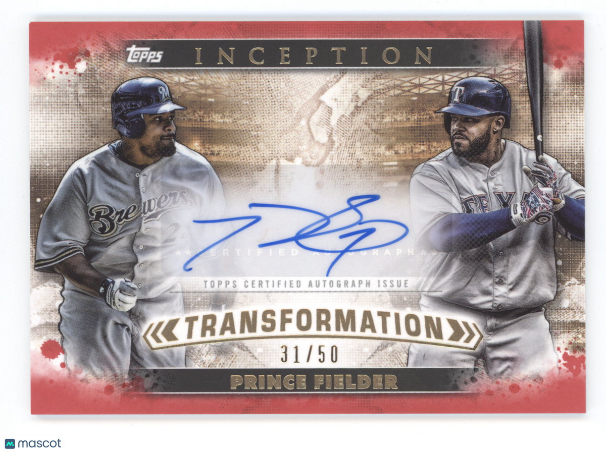 2024 Topps Inception Transformation Autograph Prince Fielder #ITA-PF Red 31/50