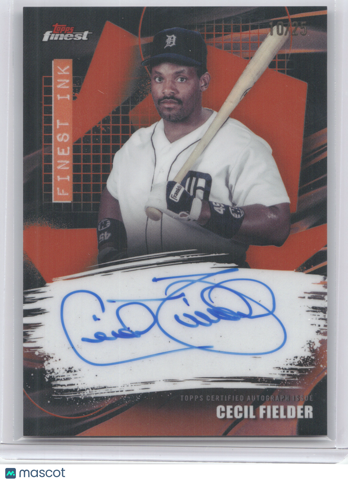 2026 Topps Finest Ink Autograph Cecil Fielder #FI-CFI Orange Refractor 10/25