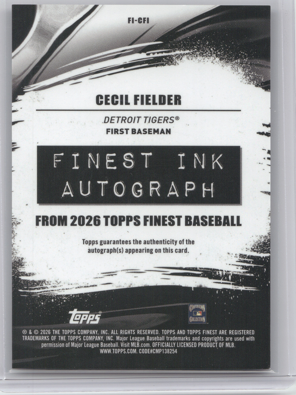 2026 Topps Finest Ink Autograph Cecil Fielder #FI-CFI Orange Refractor 10/25
