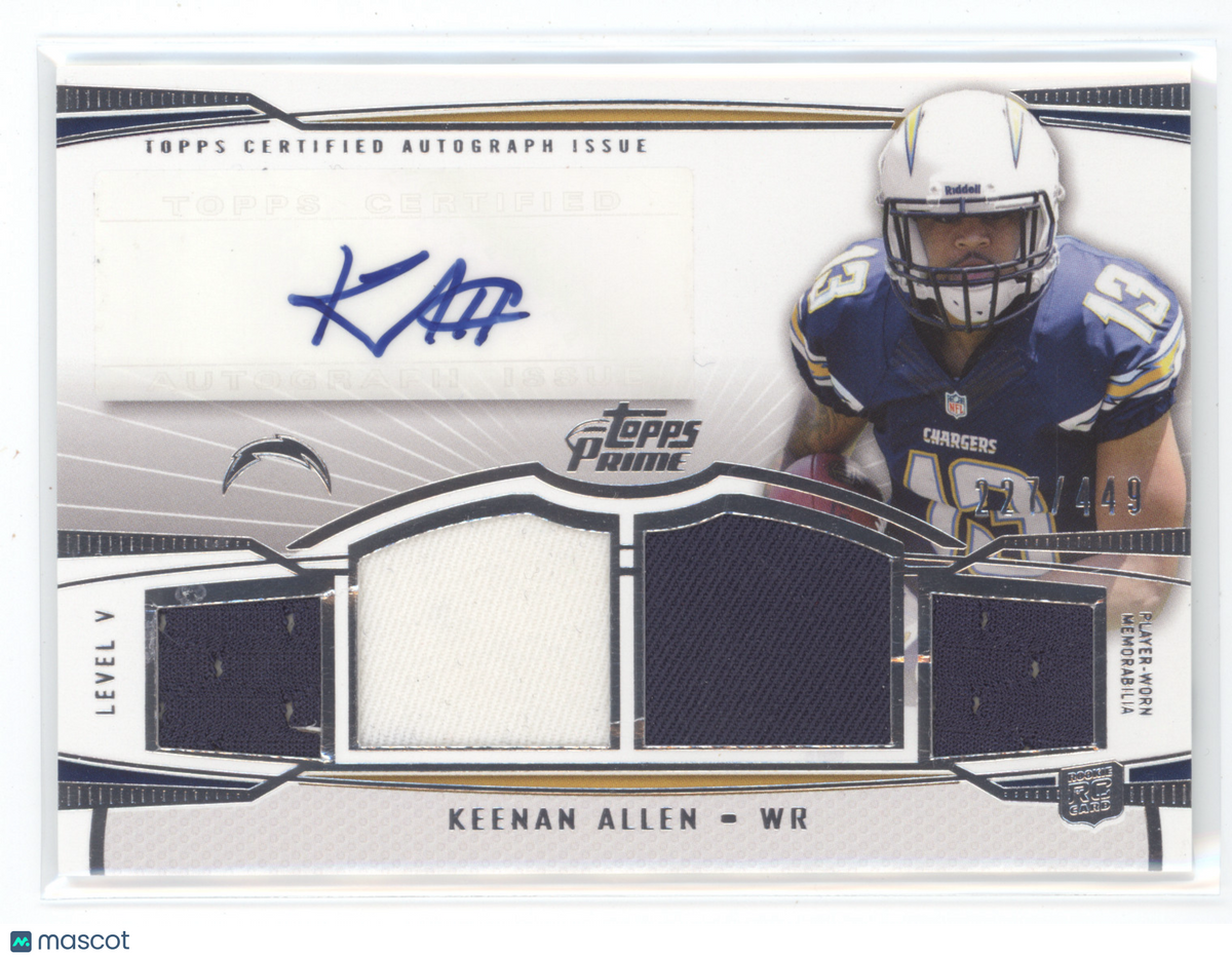 2013 Topps Prime V Autograph Relic Keenan Allen #PV-KA 227/449