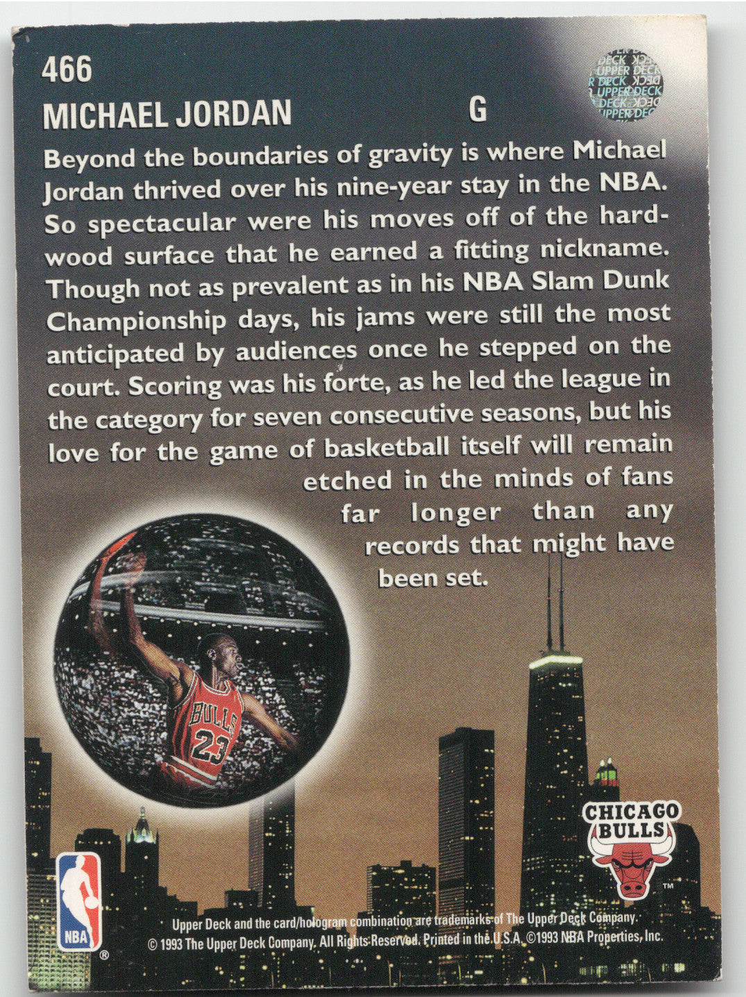 1993 Upper Deck Skylights Michael Jordan #466
