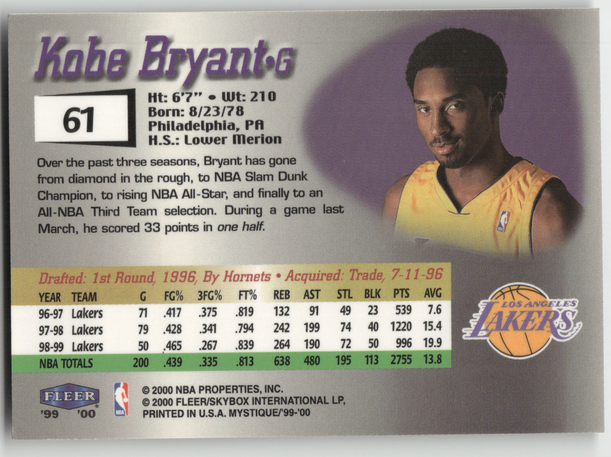 1999 Fleer Mystique Kobe Bryant #61