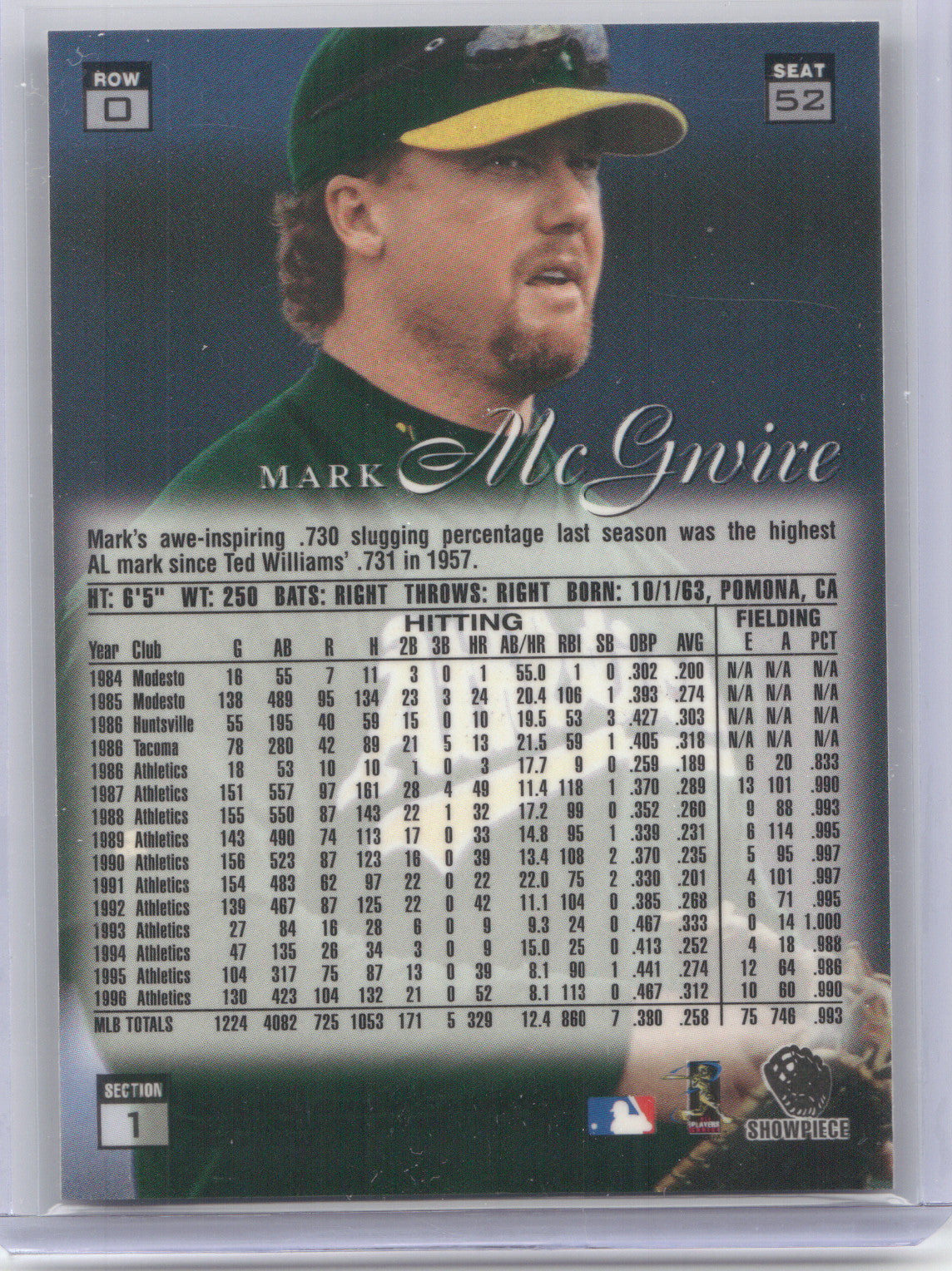 1997 Flair Showcase Mark McGwire #52 Row 0