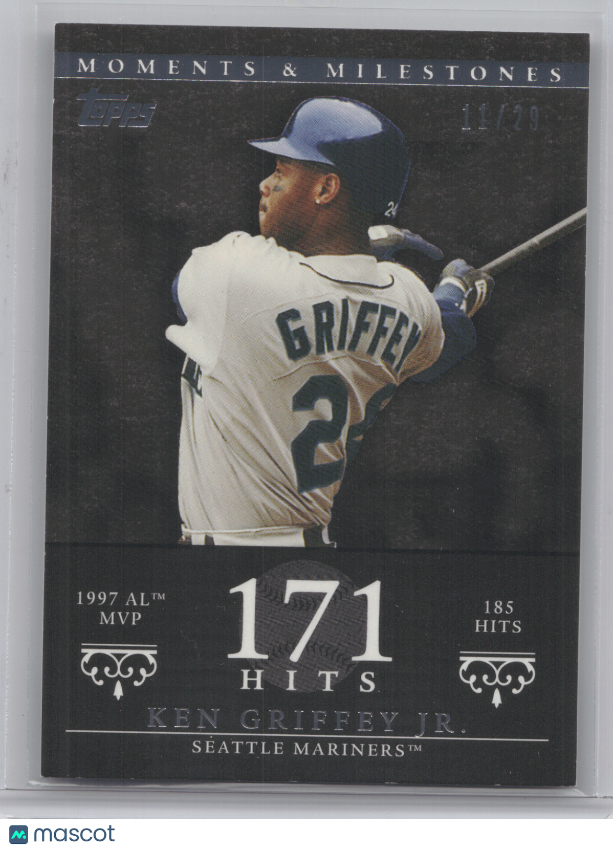 2007 Topps Moments & Milestones - 171 Hits Ken Griffey Jr. #47 Black 11/29
