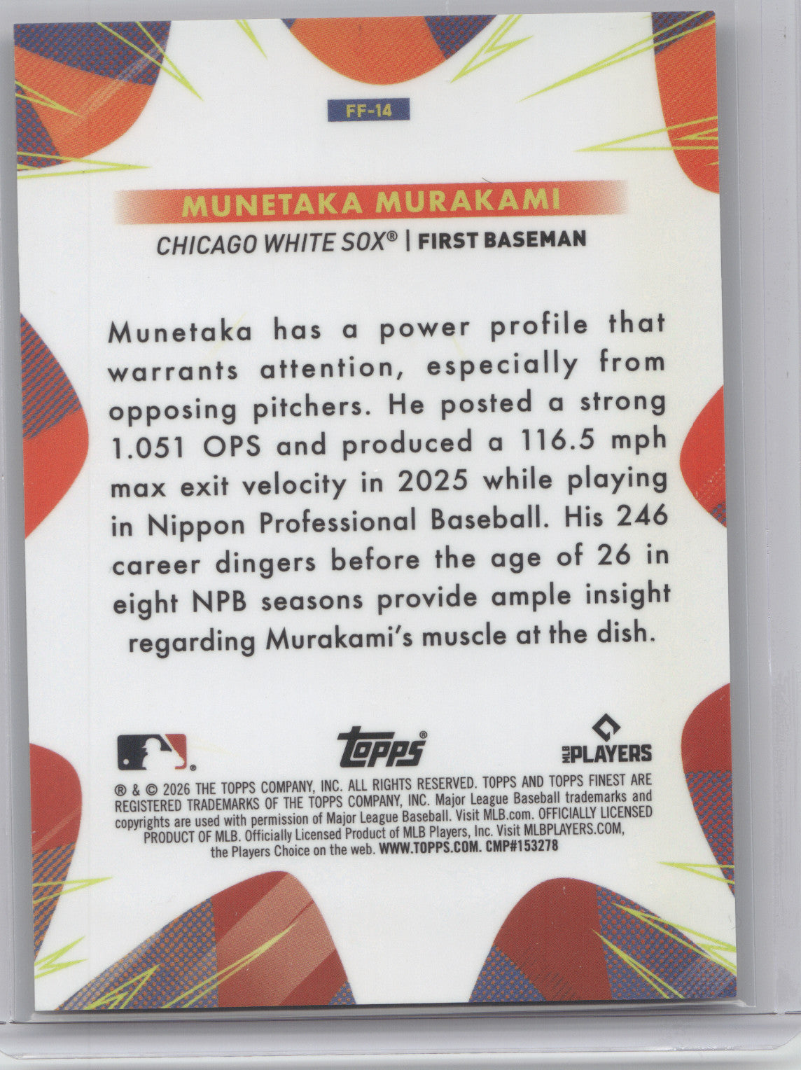 2026 Topps Finest Futures Munetaka Murakami #FF-14 RC