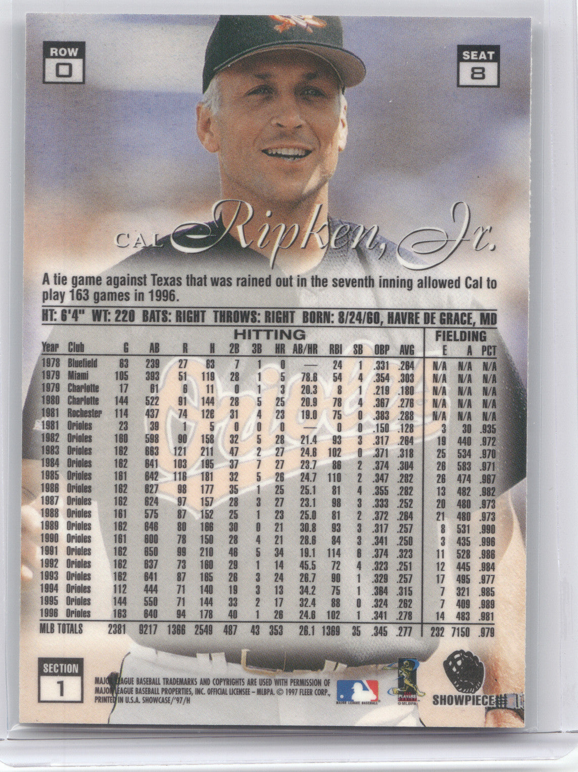 1997 Flair Showcase Cal Ripken Jr. #8 Row 0