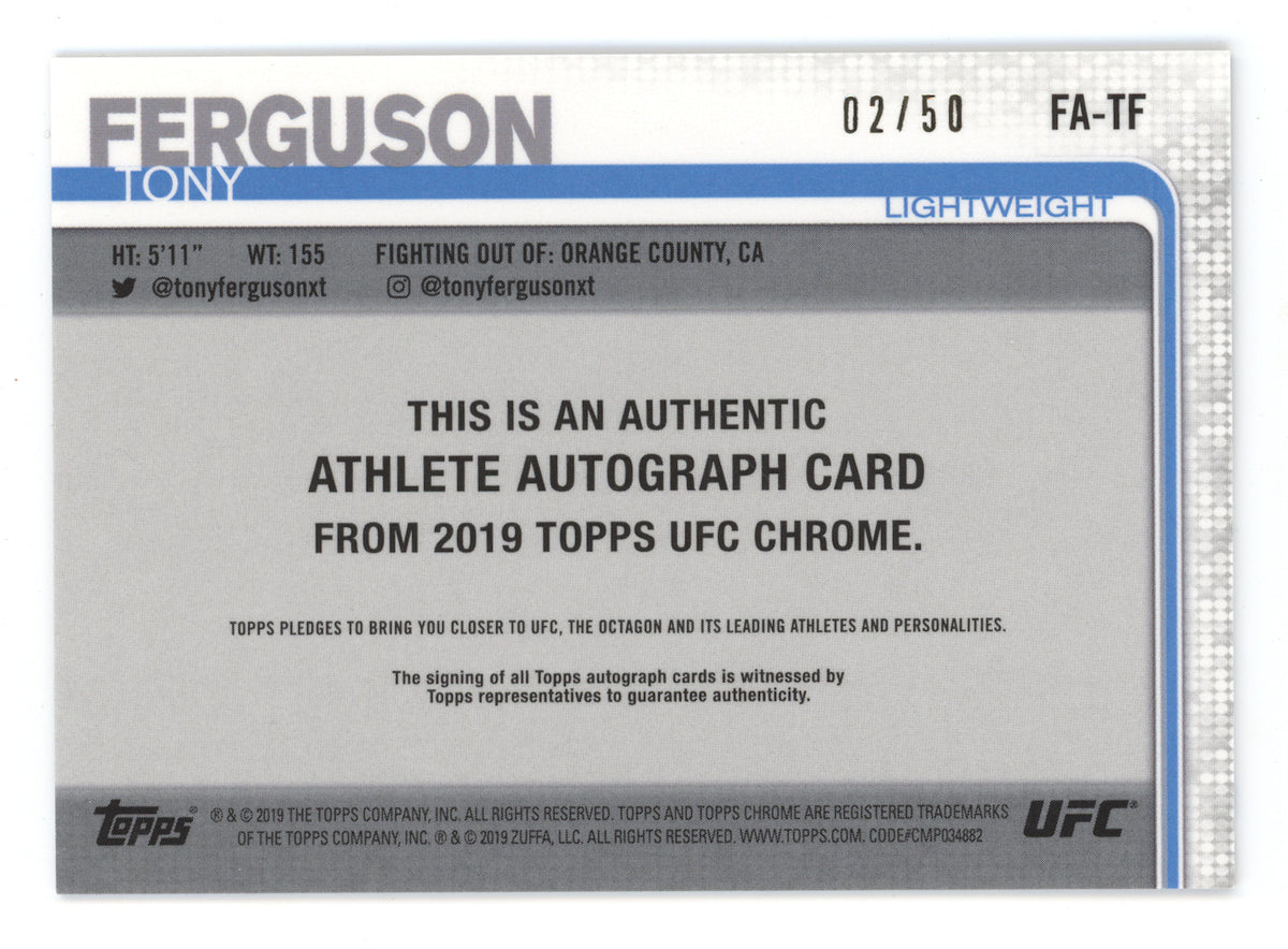 2019 Topps UFC Chrome Autograph Tony Ferguson #FA-TF Gold 02/50