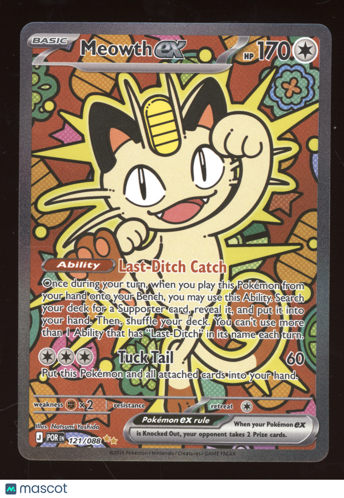 2026 Mega Evolution Perfect Order Meowth ex Secret Rare #121/088