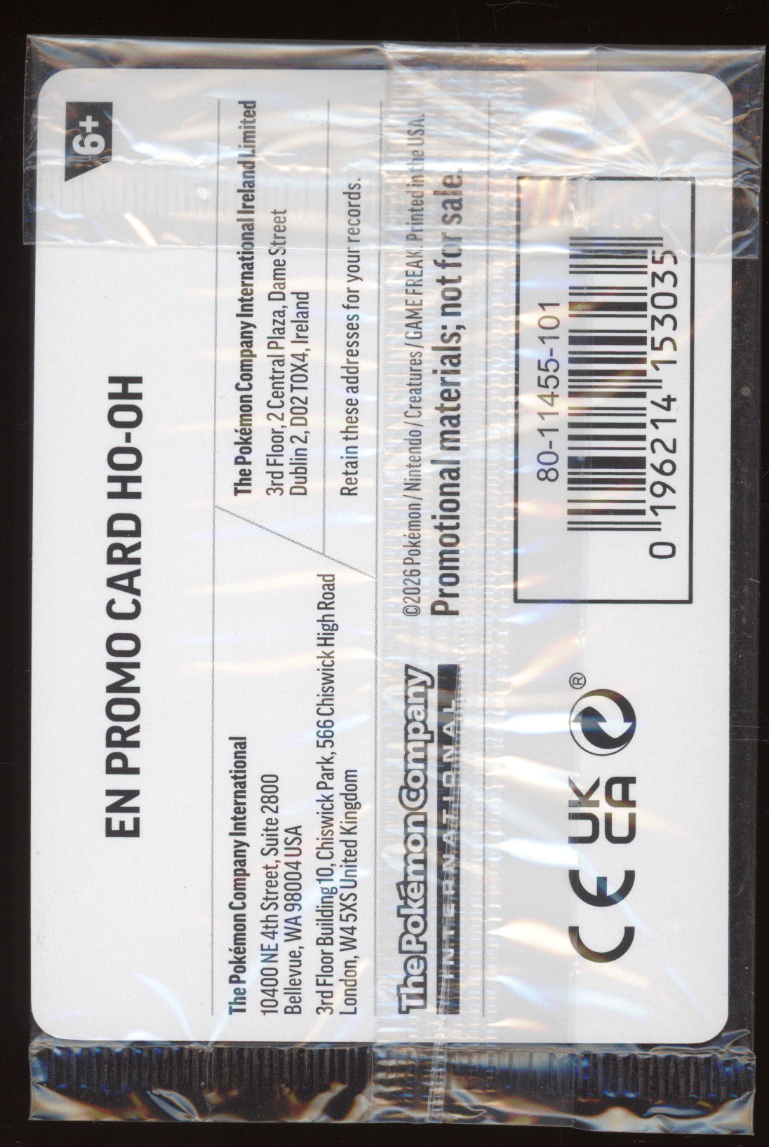 2026 GameStop Chaos Rising Ho-Oh (sealed) Holo Rare #010/086
