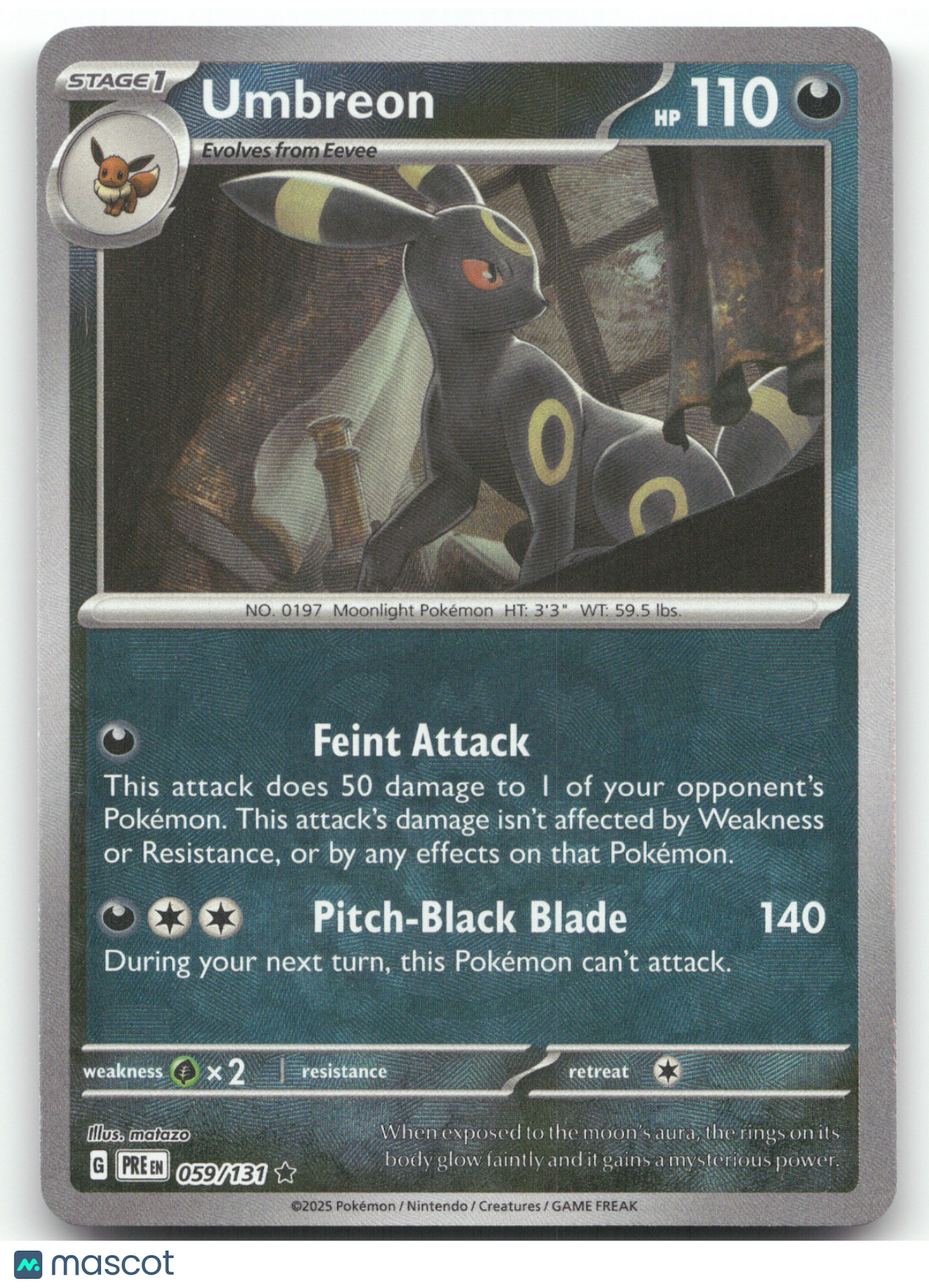 2025 Prismatic Evolutions Umbreon Master Ball Reverse Holo Rare #059/131