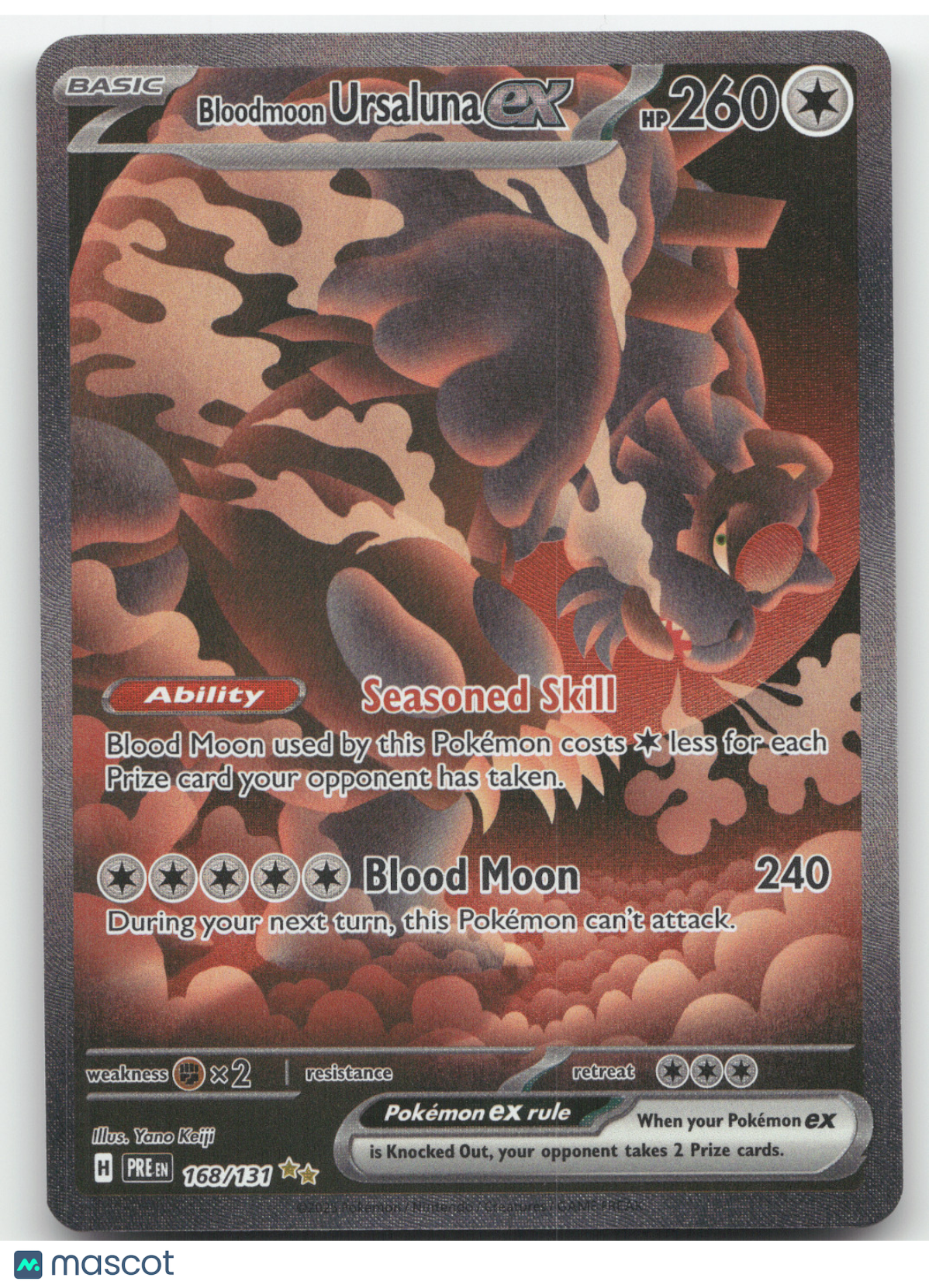 2025 Prismatic Evolutions Bloodmoon Ursaluna ex Secret Rare #168/131