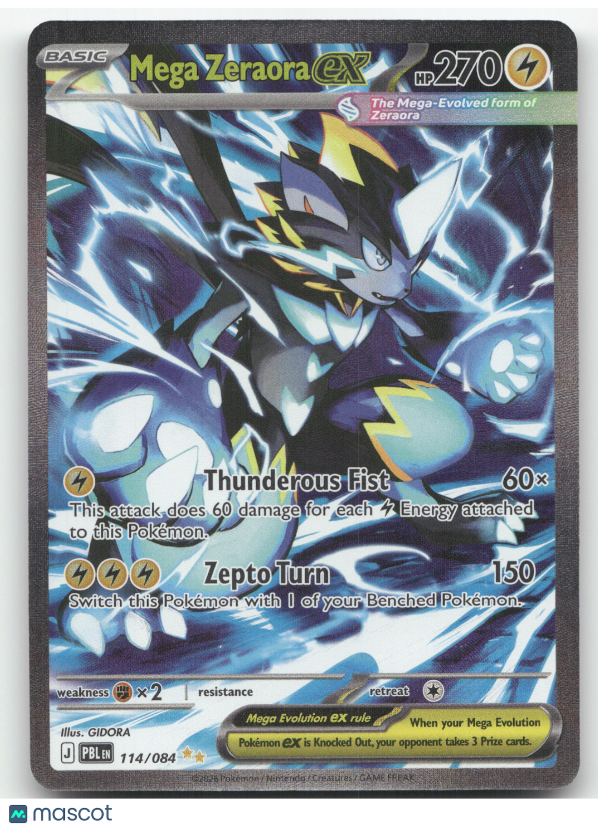 2026 Pitch Black Mega Zeraora ex Secret Rare #114/084