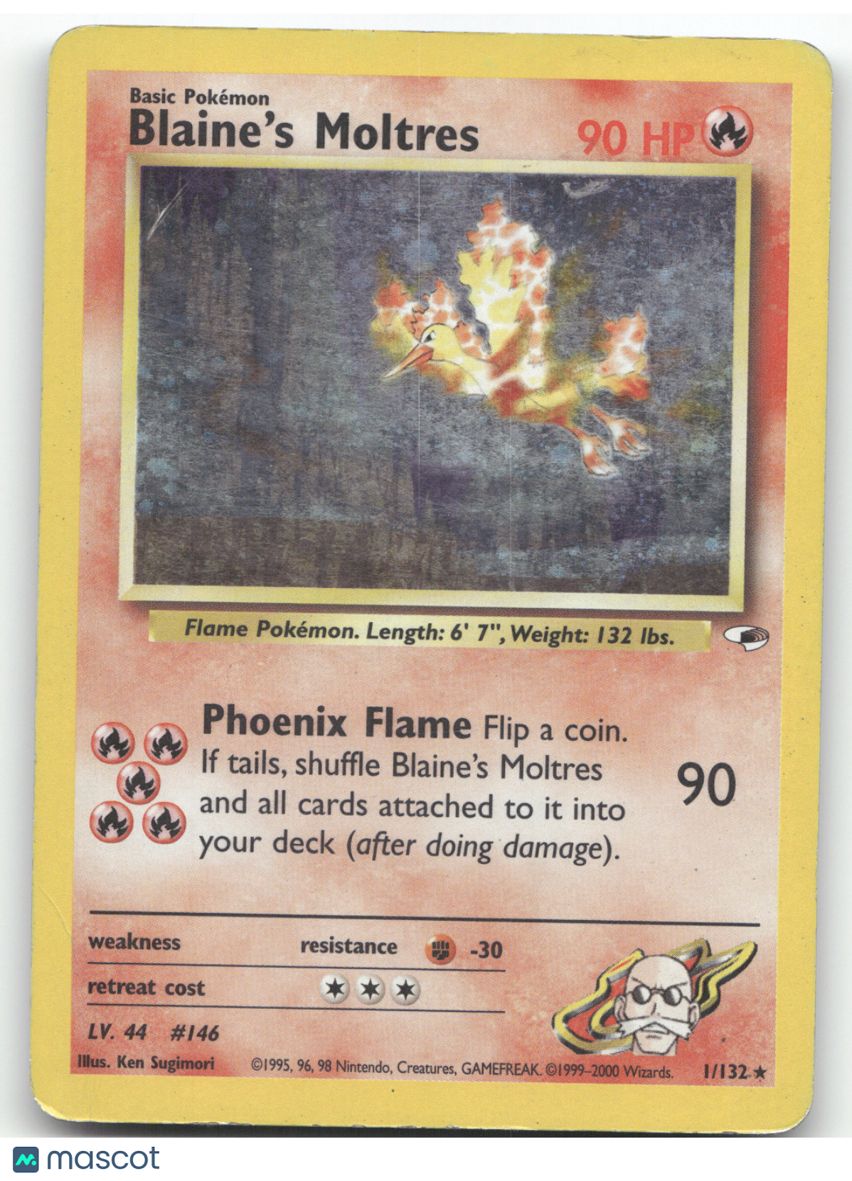 2000 Gym Heroes Blaine's Moltres Holo Rare #1/132