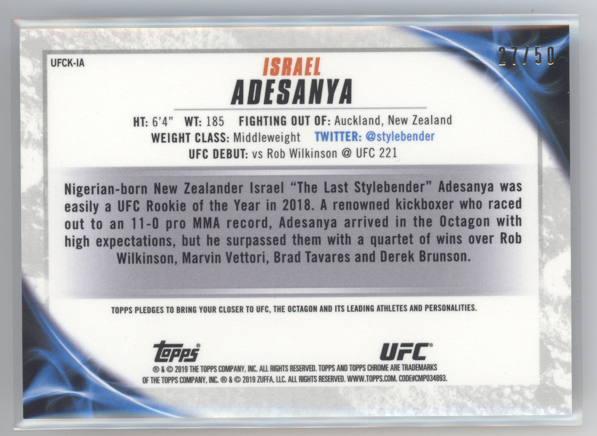 2019 Topps Chrome UFC Knockout Israel Adesanya #UFCK-IA Pulsar 27/50