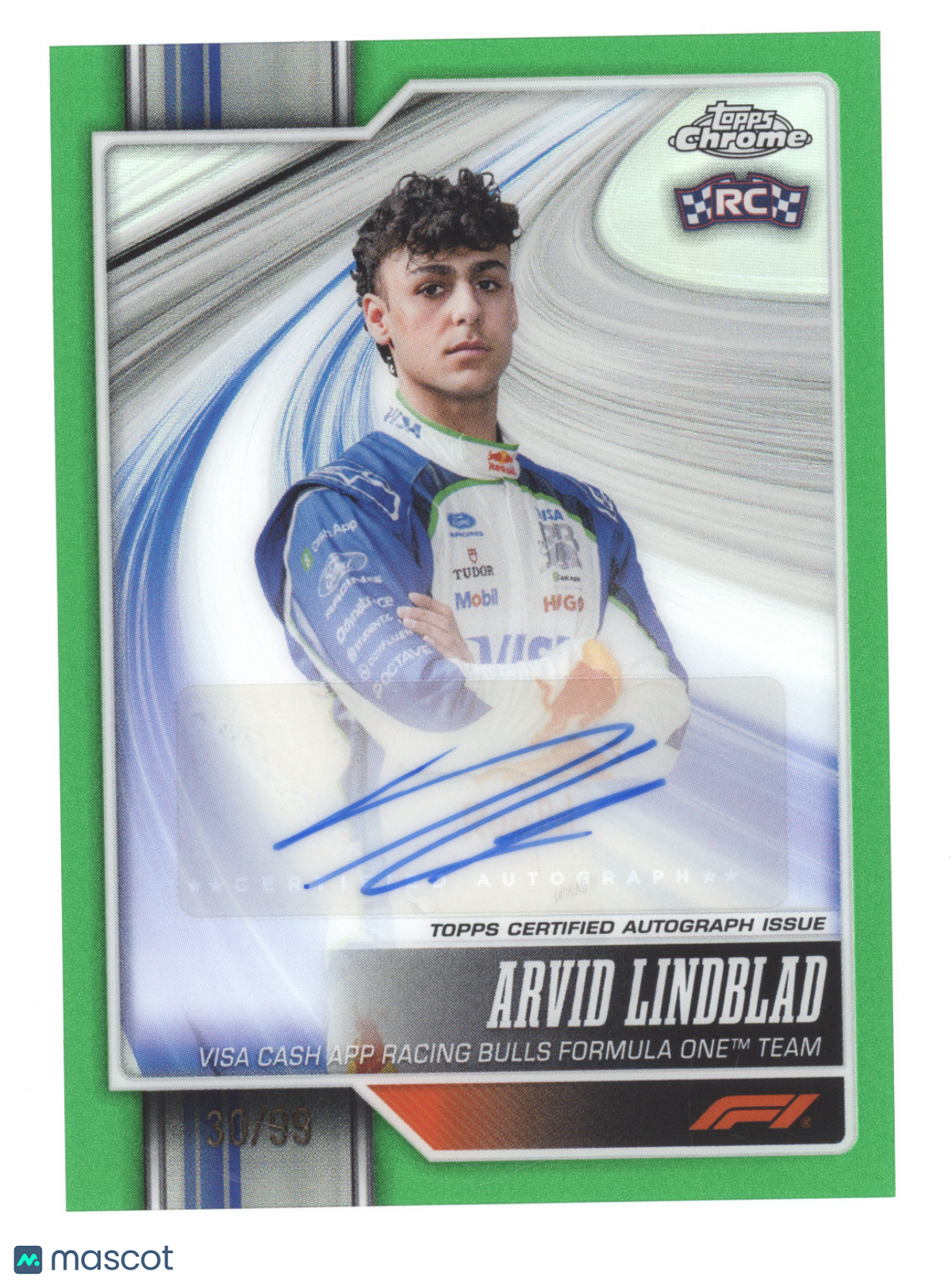 2026 Topps Chrome Formula 1 Autograph Arvid Lindblad #CAC-AL Green 30/99