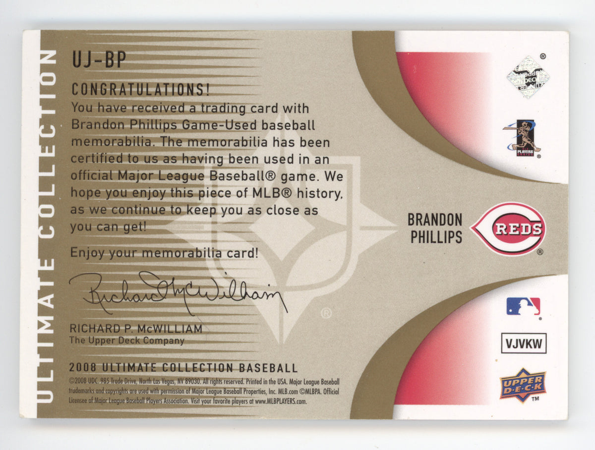 2008 Upper Deck Ultimate Collection Brandon Phillips #UJ-BP Jumbo Patch 5/5