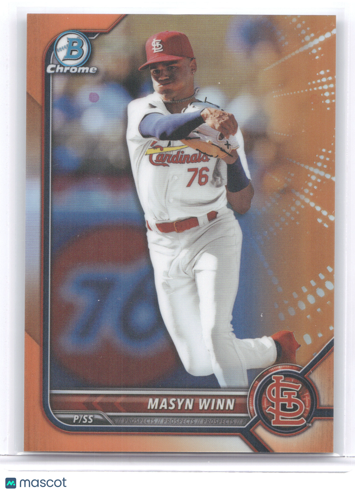 2022 Bowman Chrome Draft Masyn Winn #BDC-170 Orange Refractor 11/25
