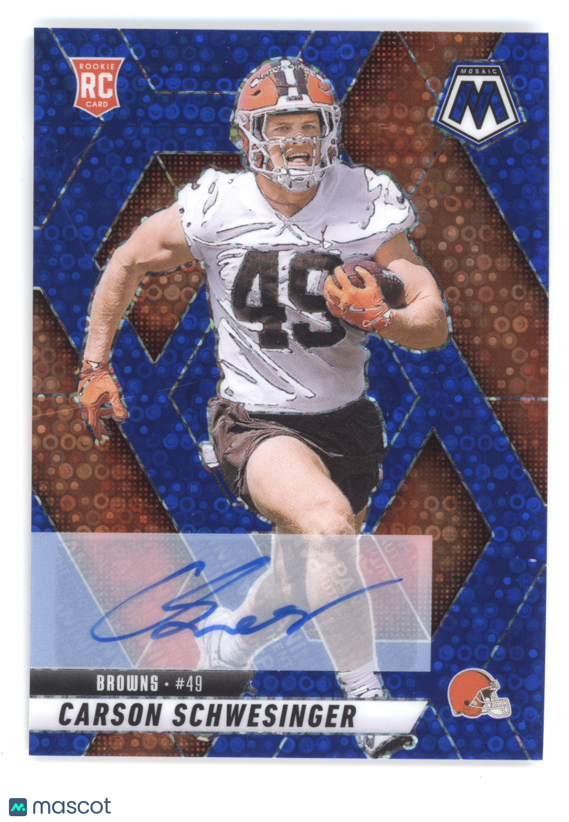 2025 Panini Mosaic Football Carson Schwesinger #371 Autograph Blue RC