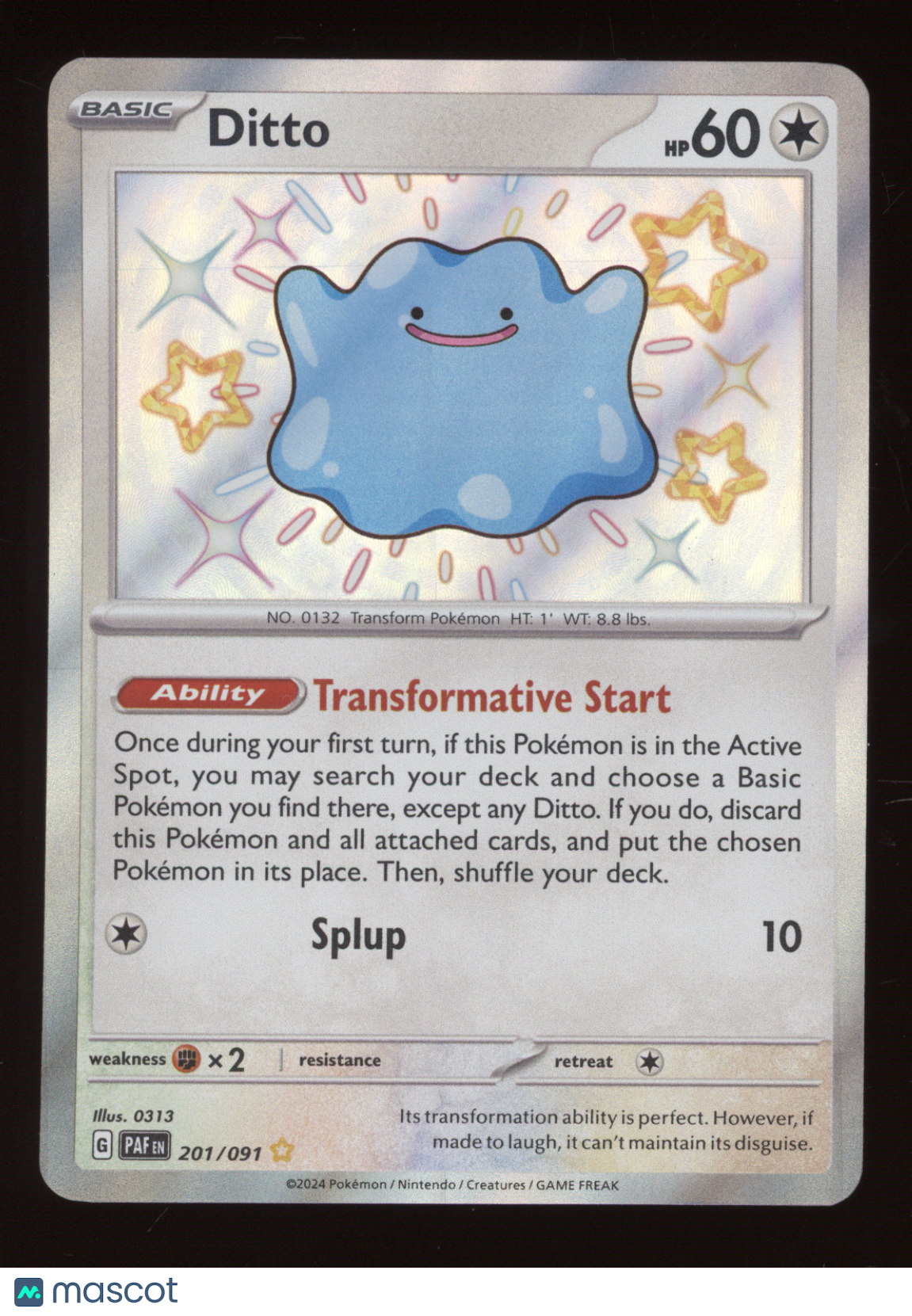 2024 Paldean Fates Ditto Secret Rare #201/091