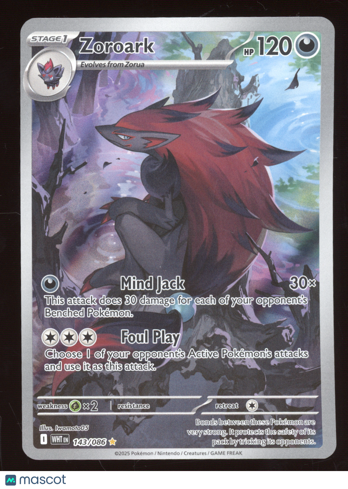 2025 White Flare Zoroark Secret Rare #143/086