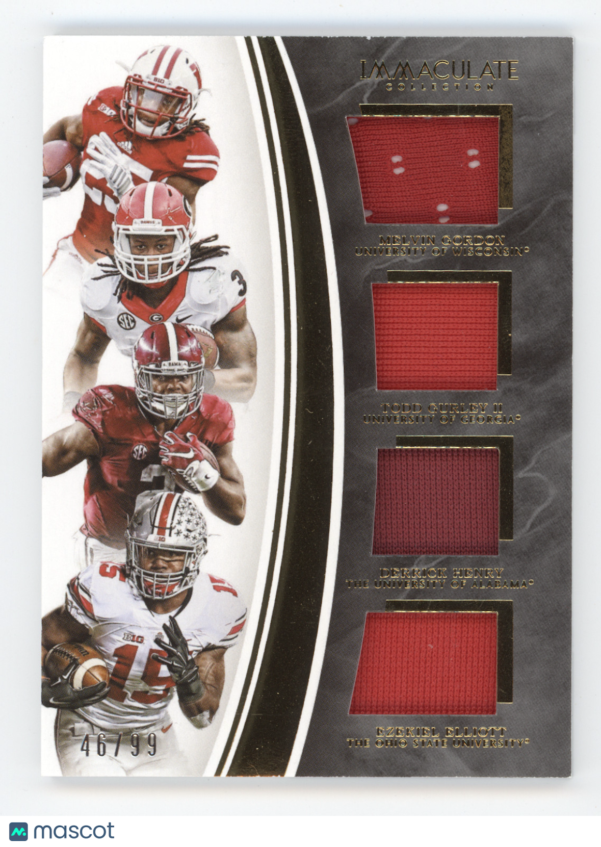 2016 Panini Immaculate M. Gordon/T. Gurley II/D. Henry/E. Elliott #11 46/99 Quad