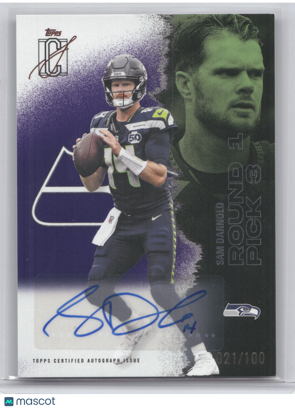 2025 Topps Signature Class Autograph Sam Darnold #47 Purple 021/100