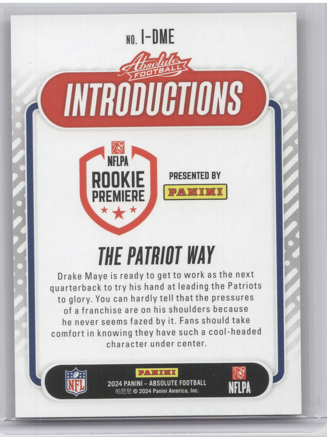 2024 Panini Absolute Introductions Drake Maye #I-DME Red Spectrum 094/150