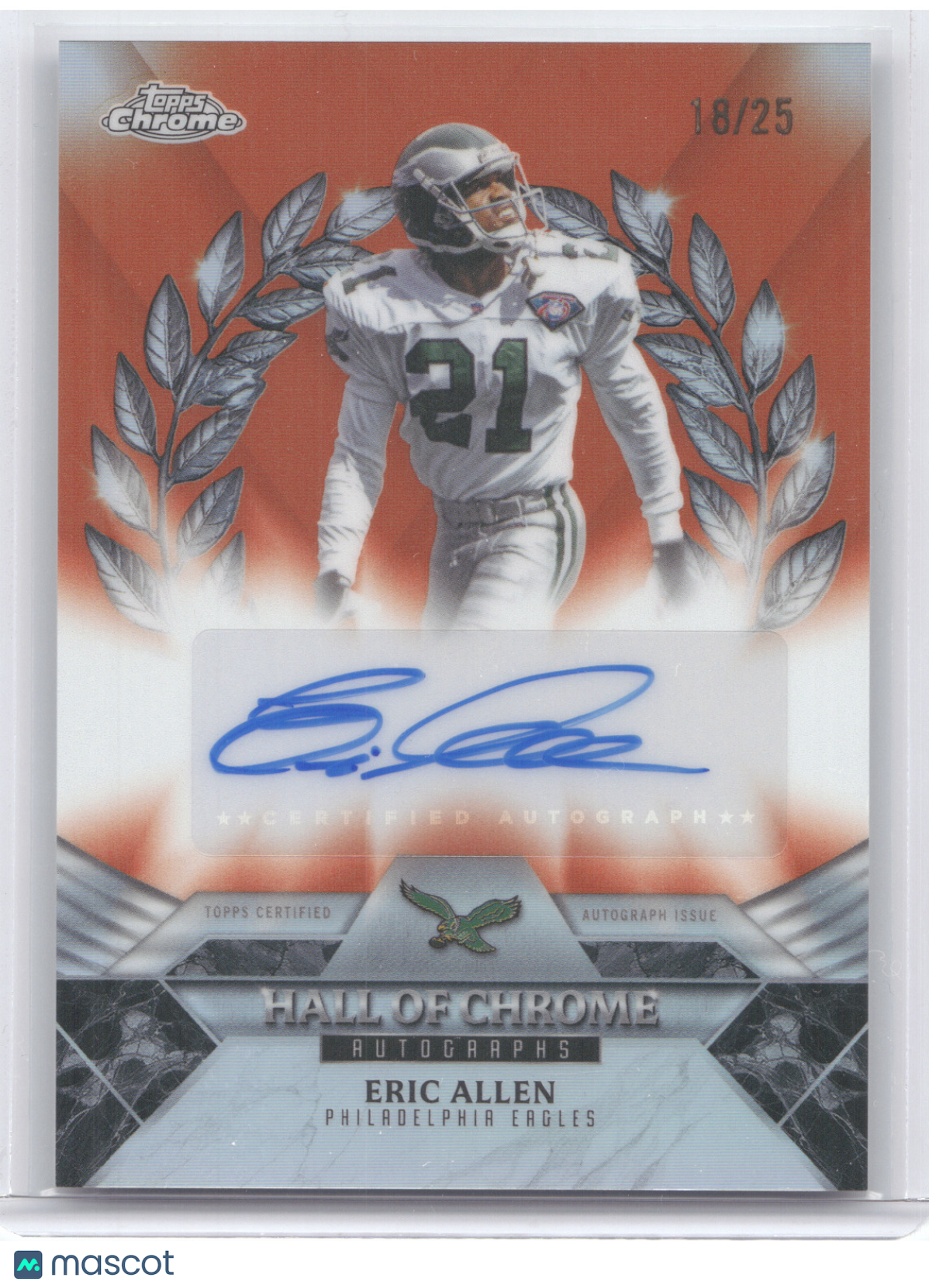 2025 Topps Chrome Hall of Fame Autograph Eric Allen #HOCA-EA Orange Ref. 18/25