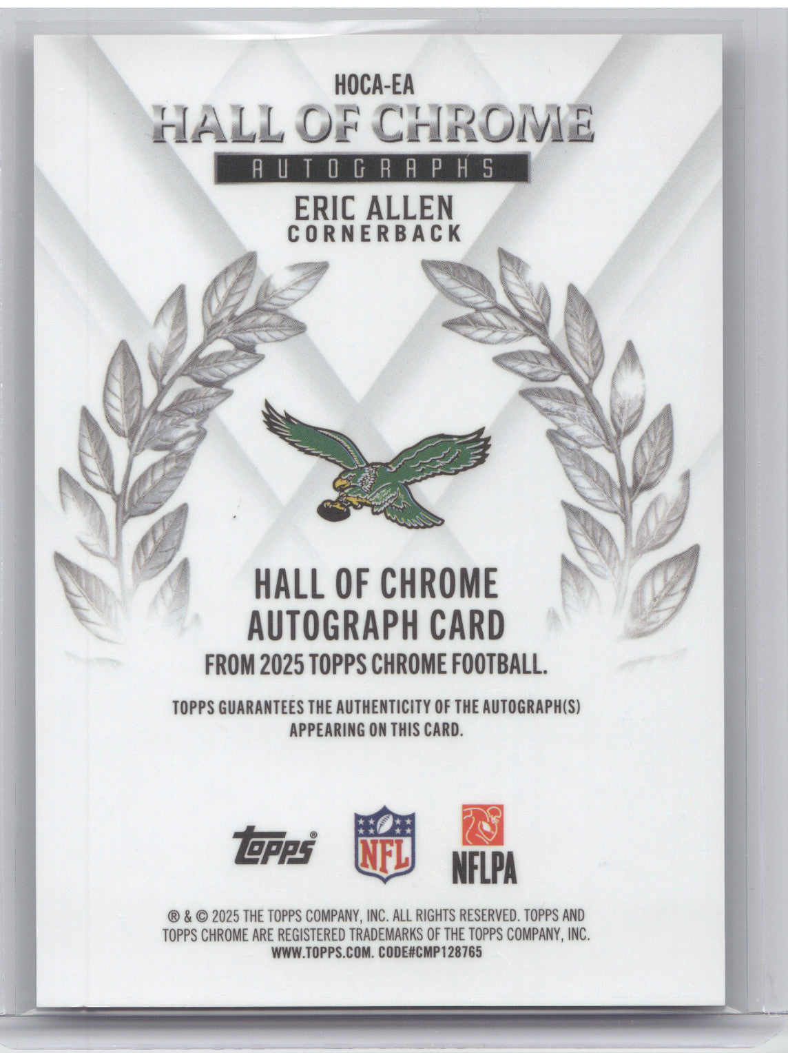 2025 Topps Chrome Hall of Fame Autograph Eric Allen #HOCA-EA Orange Ref. 18/25