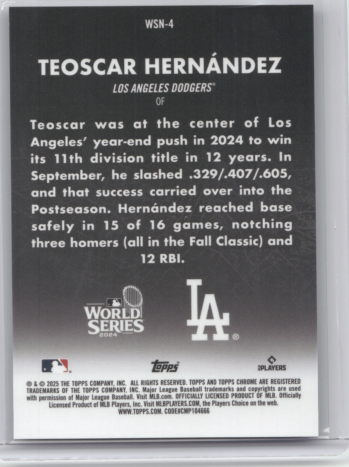 2025 Topps Chrome Teoscar Hernández #WSN-4 World Series at Night